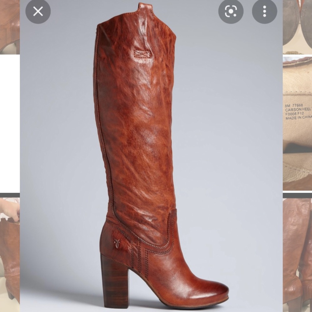 GUC FRYE CARSON LEATHER TALL BOOT - COGNAC